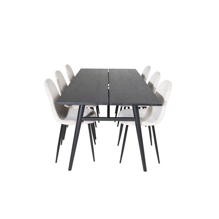 Sleek Extentiontable Black Brushed - 195*95, Polar Dining Chair- Black legs / Beige Velvet (ersätter 19902-880)_6