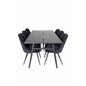 Sleek Extentiontable Black Brushed - 195*95, Velvet Deluxe Dining Chair - Black / Black_6