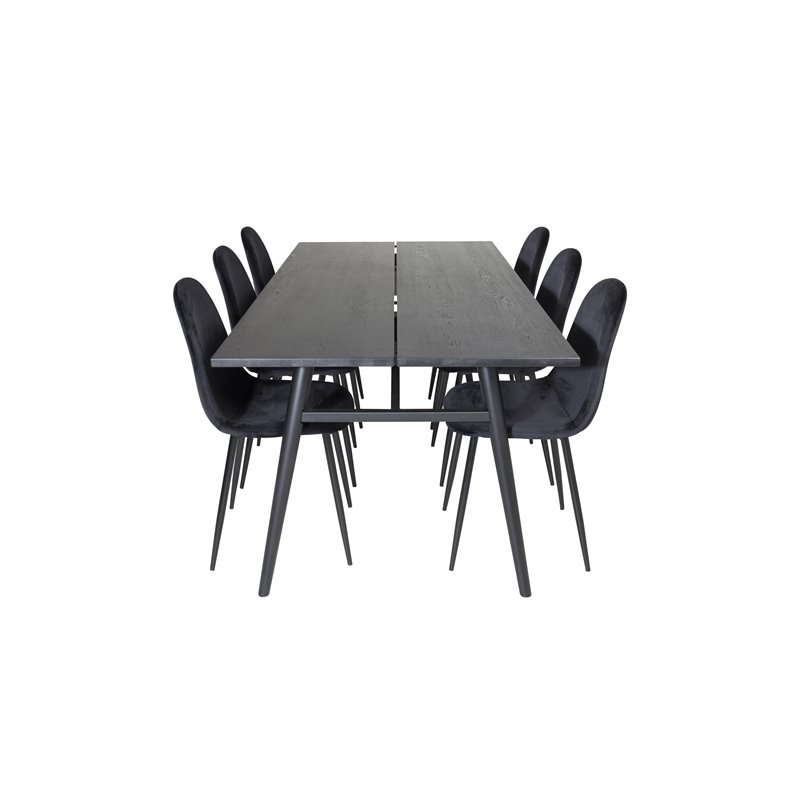 Sleek Extentiontable Black Brushed - 195*95, Polar Dining Chair - Black legs / Black Velvet (ersätter 19902-888)_6