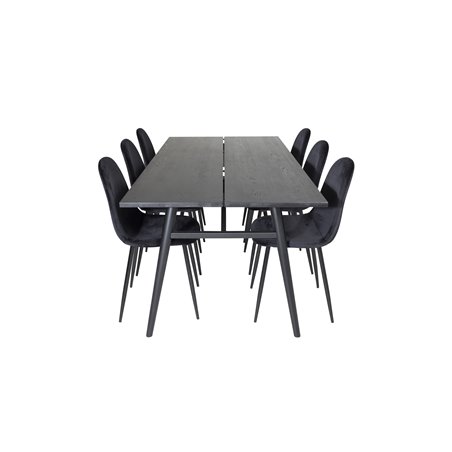 Sleek Extentiontable Black Brushed - 195*95, Polar Dining Chair - Black legs / Black Velvet (ersätter 19902-888)_6