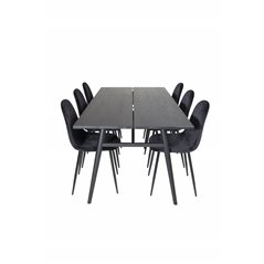 Sleek Extentiontable Black Brushed - 195*95, Polar Dining Chair - Black legs / Black Velvet (ersätter 19902-888)_6
