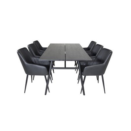 Sleek Extentiontable Black Brushed - 195*95, Comfort Dining Chair - Black / Black_6