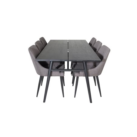Sleek Extentiontable Black Brushed - 195*95, Plaza Dining Chair - Dark Grey / Black_6