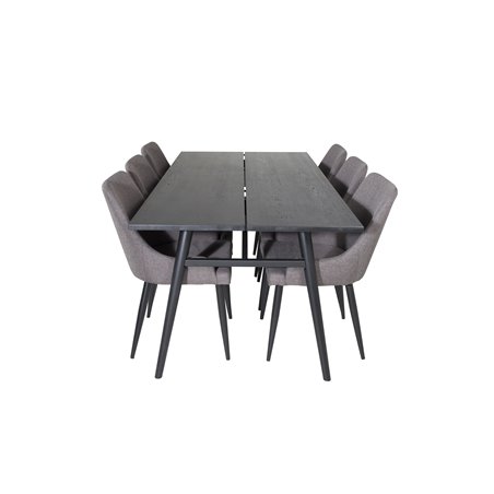 Sleek Extentiontable Black Brushed - 195*95, Plaza Dining Chair - Dark Grey / Black_6