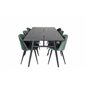 Sleek Extentiontable Black Brushed - 195*95, Velvet Dining Chair - Green / Black_6