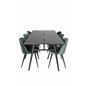 Sleek Extentiontable Black Brushed - 195*95, Velvet Dining Chair - Green / Black_6