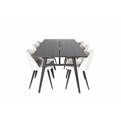 Sleek Extentiontable Black Brushed - 195*95, Velvet Dining Chair - Beige / Black_6