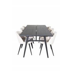 Sleek Extentiontable Black Brushed - 195*95, Velvet Dining Chair - Beige / Black_6