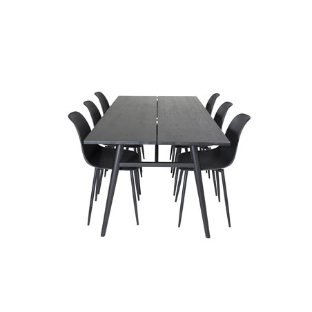 Sleek Extentiontable Black Brushed - 195*95, Polar Plastic Dining Chair - Black Legs / Black Plastic_6
