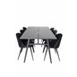 Sleek Extentiontable Black Brushed - 195*95, Velvet Dining Chair - Black / Black_6