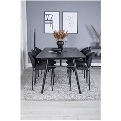 Sleek Extentiontable Black Brushed - 195*95, Vault Dining Chair - Black Legs - Black Fabric_6