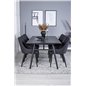 Sleek Extentiontable Black Brushed - 195*95, Plaza Dining Chair - Black Legs - Black Fabric_6