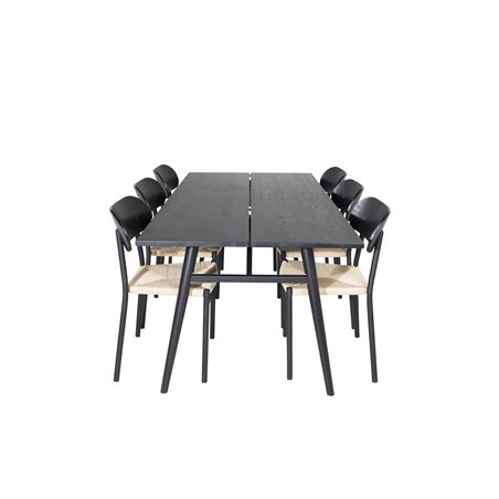 Sleek Extentiontable Black Brushed - 195*95, Polly Dining Chair - Nature / Black_6