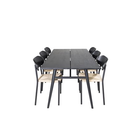 Sleek Extentiontable Black Brushed - 195*95, Polly Dining Chair - Nature / Black_6