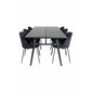 Sleek Extentiontable Black Brushed - 195*95, Wrinkles Dining Chair - Black Legs - Black Velvet_6