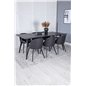 Sleek Extentiontable Black Brushed - 195*95, Velvet Dining Chiar - Black legs- Black Fabric_6