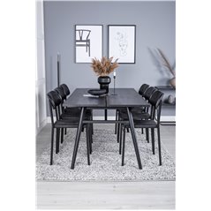 Sleek Extentiontable Black Brushed - 195*95, Polly Dining Chair - Black / Black_6