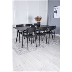 Sleek Extentiontable Black Brushed - 195*95, Polly Dining Chair - Black / Black_6