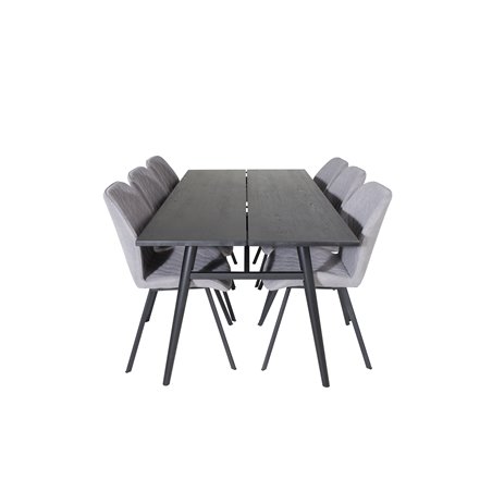 Sleek Extentiontable Black Brushed - 195*95, Gemma Dining Chair - Black Legs - Grey Fabric_6
