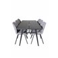 Sleek Extentiontable Black Brushed - 195*95, Gemma Dining Chair - Black Legs - Grey Fabric_6