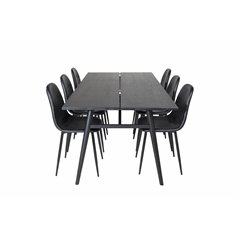Sleek Extentiontable Black Brushed - 195*95, Polar Dining Chair - Black / Black_6