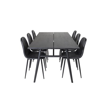Sleek Extentiontable Black Brushed - 195*95, Polar Dining Chair - Black / Black_6