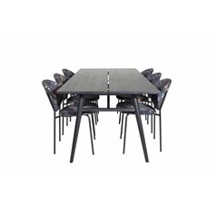 Sleek Extentiontable Black Brushed - 195*95, Vault Dining Chair - Black legs - Black Flower printed fabric_6