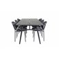 Sleek Extentiontable Black Brushed - 195*95, Vault Dining Chair - Black legs - Black Flower printed fabric_6