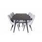 Sleek Extentiontable Black Brushed - 195*95, Velvet Deluxe Dining Chair - Black Legs - Light Grey Fabric_6