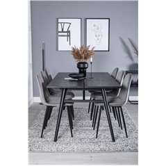 Sleek Extentiontable Black Brushed - 195*95, Polar Dining Chair - Black legs / Light Grey Velvet (ersätter 19902-885)_6