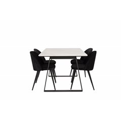 Estelle Dining Table 140*90 - White / Black, Velvet Dining Chair - Black / Black_4