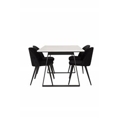 Estelle Dining Table 140*90 - White / Black, Velvet Dining Chair - Black / Black_4