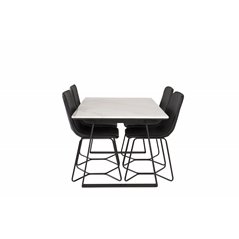 Estelle Dining Table 140*90 - White / Black, X-Dining Chair - Black / Black_4