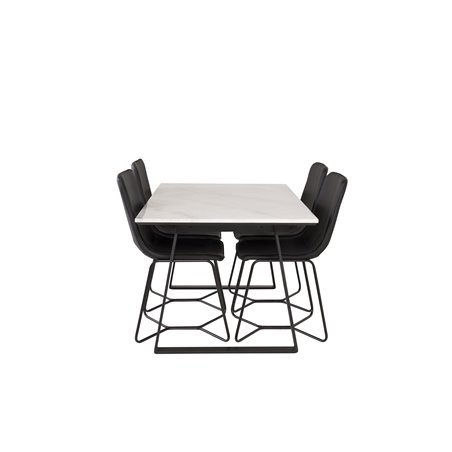 Estelle Dining Table 140*90 - White / Black, X-Dining Chair - Black / Black_4