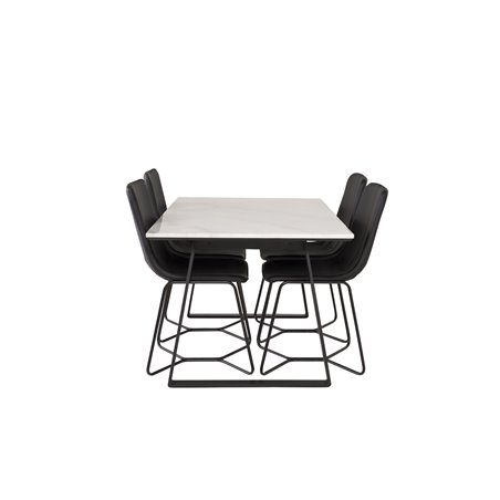 Estelle Dining Table 140*90 - White / Black, X-Dining Chair - Black / Black_4