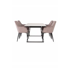 Estelle Dining Table 140*90 - White / Black, Comfort Dining Chair - Pink / Black_4