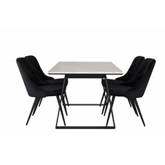 Estelle Dining Table 140*90 - White / Black, Velvet Deluxe Dining Chair - Black / Black_4