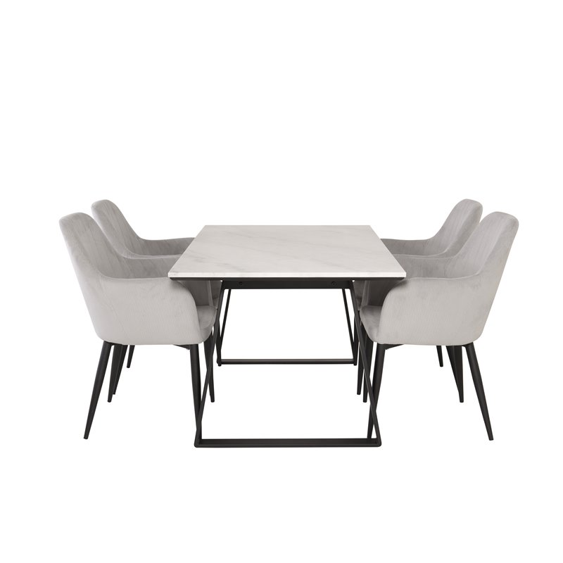 Estelle Dining Table 140*90 - White / Black, Comfort Dining Chair - Grey / Black _4