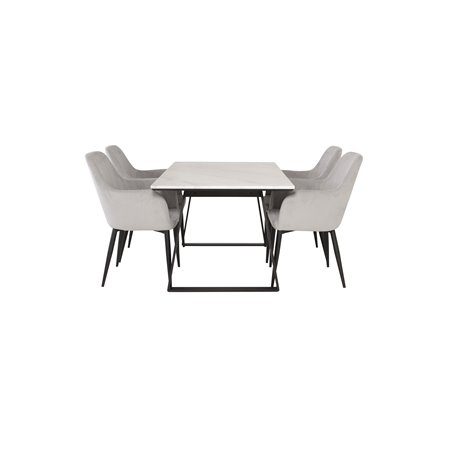 Estelle Dining Table 140*90 - White / Black, Comfort Dining Chair - Grey / Black _4