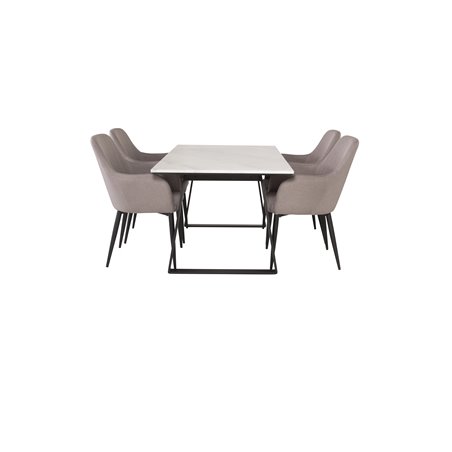 Estelle Dining Table 140*90 - White / Black, Comfort Dining Chair - Grey / Black_4