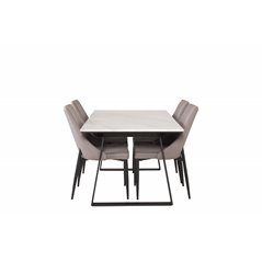 Estelle Dining Table 140*90 - White / Black, Leone 2,0 Dining Chair - Grey / Black_4