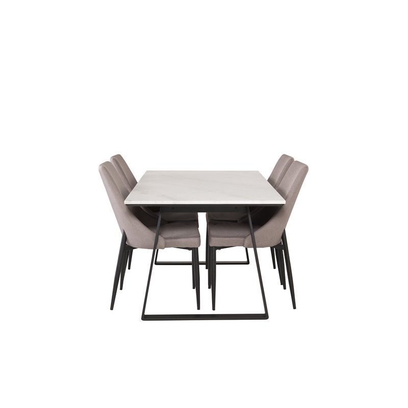 Estelle Dining Table 140*90 - White / Black, Leone 2,0 Dining Chair - Grey / Black_4