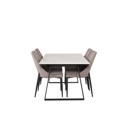 Estelle Dining Table 140*90 - White / Black, Leone 2,0 Dining Chair - Grey / Black_4