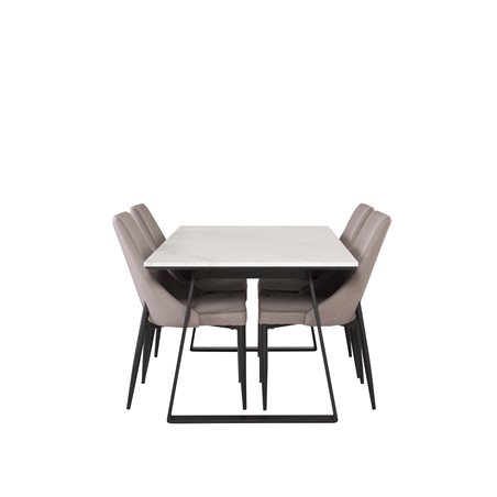 Estelle Dining Table 140*90 - White / Black, Leone 2,0 Dining Chair - Grey / Black_4