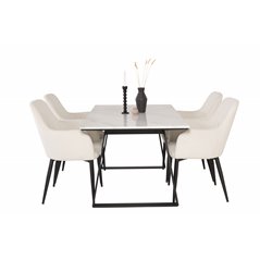 Estelle Dining Table 140*90 - White / Black, Comfort Dining Chair - Beige / Black_4