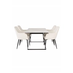 Estelle Spisebord 140 * 90 - Hvid / Sort, Komfort spisebordsstol - Beige / Sort_4