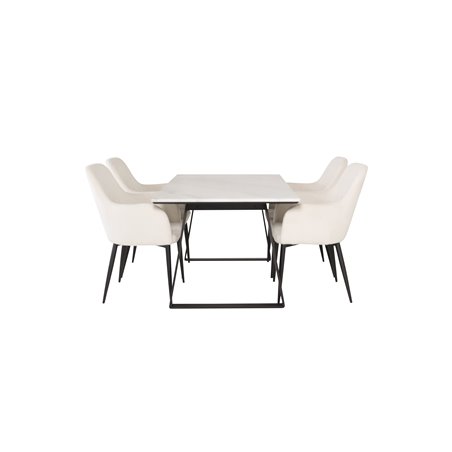 Estelle Dining Table 140*90 - White / Black, Comfort Dining Chair - Beige / Black_4