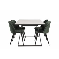 Estelle Dining Table 140*90 - White / Black, Velvet Dining Chair - Green / Black_4
