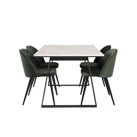 Estelle Dining Table 140*90 - White / Black, Velvet Dining Chair - Green / Black_4