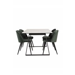 Estelle Dining Table 140*90 - White / Black, Velvet Dining Chair - Green / Black_4